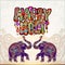original Happy Holi design with elephant on floral indian background