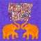 Original Happy Holi design with two elephants