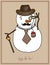 Original hipster snowman in a hat, tie, mustache