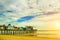 Original houses on stilts in the water at the beach. Portland, Maine USA