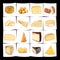 Original italian cheese collage in white background