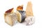 Original italian cheese collage in white background
