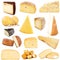 Original italian cheese collage in white background