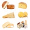 Original italian cheese collage in white background