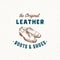 Original Leather Boots and Shoes Retro Vector Sign, Symbol or Logo Template. Men Shoe Illustration and Vintage