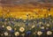 Original oil painting of white daisies flower blue cornflowers flowers