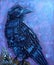 Original Painting Raven Bird Oil Painting Wall Art Animals Impasto Black