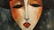 Original Painting Of A Woman\\\'s Face In The Style Of Didier Loureno