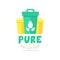 Original pure solution logo design template with garbage bins for sorting waste. Environmentally friendly business or