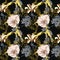 Original seamless artistic flower pattern, beautiful tropical fl