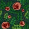 Original seamless texture with the image of roses and leaves