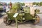 Original small soviet amphibious tank T-38 of World War II on the city action on Palace Square, Saint-Petersburg