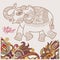 Original stylized ethnic indian elephant pattern drawing and han