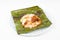 Original traditional and simple nasi lemak in banana leaf