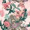 Original trendy seamless artistic flower pattern