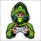 Original vector logo for gamer in green hood