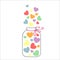 Original vector sticker, label or icon on LGBT topic using jar full of colourful rainbow hearts on white background