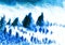 Original watercolor painting - beautiful scenic snow falling place