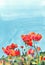 Original watercolor poppy flower background