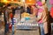 Orihuela, Spain, February 1, 2020: Traditional baker man giving form to the bread and baking it at a medieval market in Spain