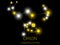 Orion constellation. Bright yellow stars in the night sky. A cluster of stars in deep space, the universe. Vector illustration