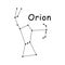 Orion Constellation Stars Vector Icon Pictogram with Description Text. Artwork Depicting the Orion Constellation Greek Mythology