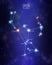 Orion the hunter constellation on a starry space background