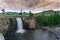 Orkhon waterfall in Mongolia at sunrise