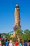 Orlando, Florida - May 09, 2018: Universal studios city walk. Lighthouse, entrance to Islands of Adventure at Orlando