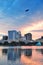 Orlando sunset over Lake Eola