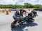 Orlando, USA - May 8, 2018: The senior Harley Davidson biker resting at Orlando, USA on May 8, 2018