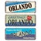 Orlando Vintage tin sign collection with USA city name. Retro souvenir sign or postcard templates on old metal