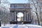 Orlov Gatchina gate in Catherine park in winter, Tsarskoe Selo, St. Petersburg, Russia