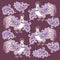 Ornament with fabulous roosters with wings in shape of paisley on dark purple background in vector. Cushion, pillowcase