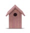Ornament. Front image of birdhouse in painted wood. Handmade