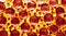 Ornament Italian pepperoni pizza on cheese background.