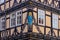 Ornament and wooden carvings of a Half timbered house in Eschwege Hesse