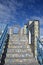 Ornamental arch and ceramic stairs on roof top terrace in Tunisia