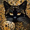 Ornamental black cat portrait illustration