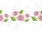 Ornamental border with blooming stylized pink roses