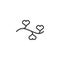 Ornamental branch with hearts line icon