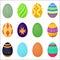 The ornamental colorful Easter eggs variety vector illustration.