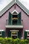 Ornamental facade of colorful house in Funchal on Madeira Island