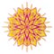 Ornamental Floral Mandala. Carpet ornament pattern. Interior mandala print in yellow and pink color. Bright Logo for tropical