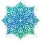 Ornamental Floral Mandala. Summer ornament pattern. Interior mandala print in blue turquoise colors. Bright Logo for summer
