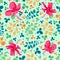 Ornamental flourish corolla element pattern texture shape with hibiscus rosa