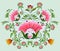 Ornamental flower design of Khokhloma a Russian style painting