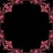 Ornamental frame. Decorative border - strong pink corners on black background