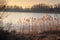 Ornamental High Grasses in the Wind in Golden Winter Sunset over Frozen Lake