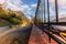 Ornamental iron fence, path and trees